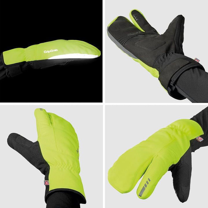 GripGrab Nordic 2 Winddichte Deep Winter 3-Finger Lobster Fahrradhandschuhe Gepolsterte Primaloft Ra