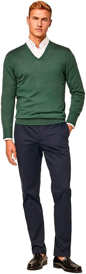 Hackett London Herren GMD Merino Silk V NCK Pullover XS Grn Topiary, XS Grn Topiary