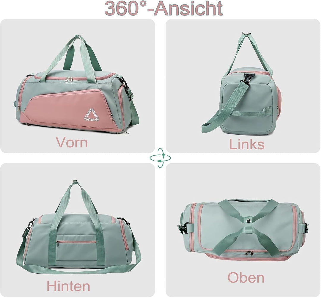 Sporttasche für Damen - Sporttasche Damen Gross Reisetasche Gross mit Schuhfach und Nassfach, Faltba