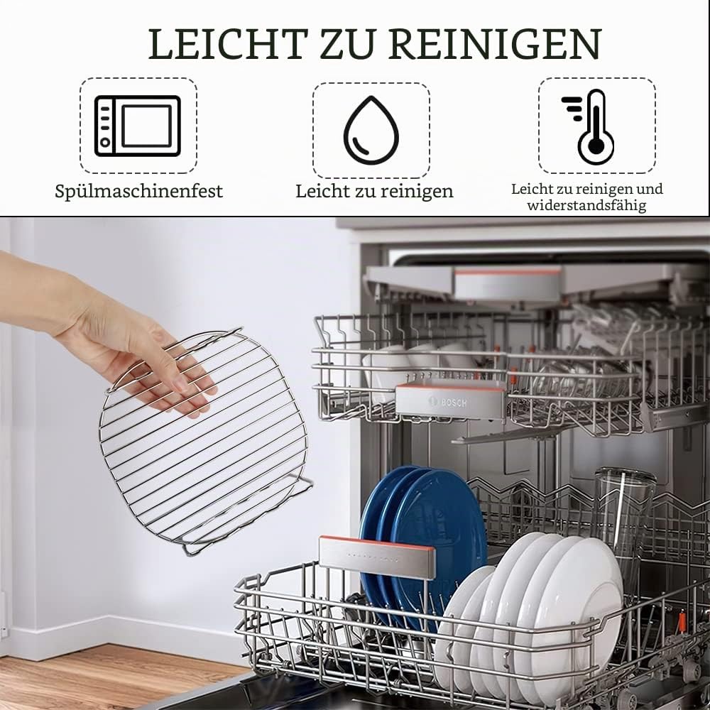 Heissluftfritteuse Zubehör, dellyy Airfryer Zubehör, Air Fryer Rack 17 cm, Rack Heissluftfritteuse,