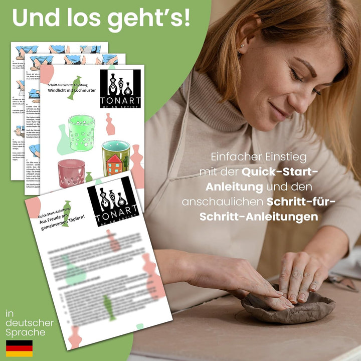TONART BE AN ARTIST – Töpferset für Anfänger für zuhause mit lufttrocknendem Ton (ohne Brennen), Wer