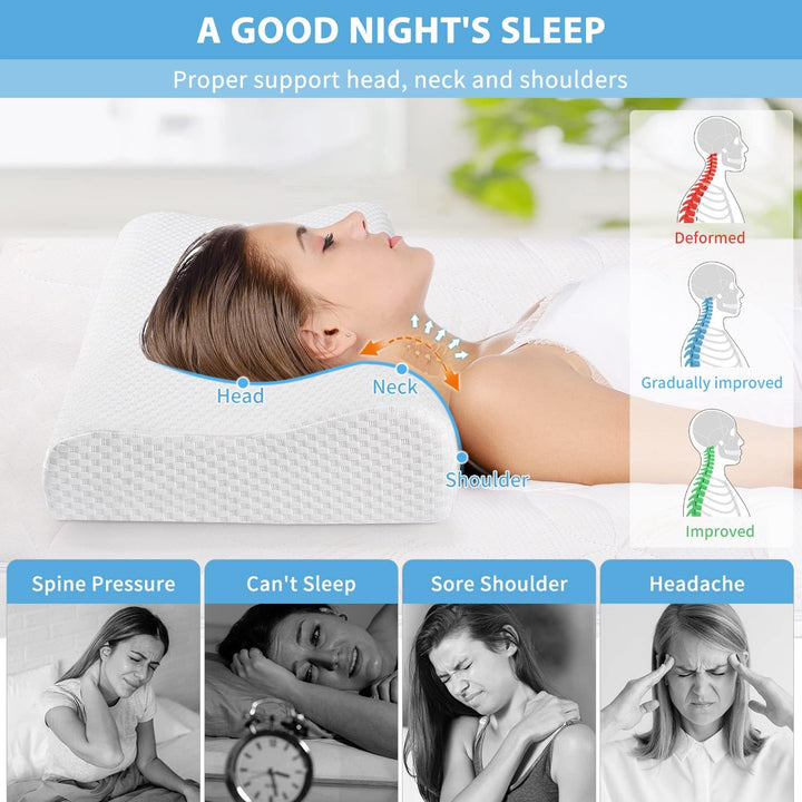 Findigit Gesundheitskissen, Memory Foam Kopfkissen, Orthopädisches Nackenstützkissen für Seiten- und