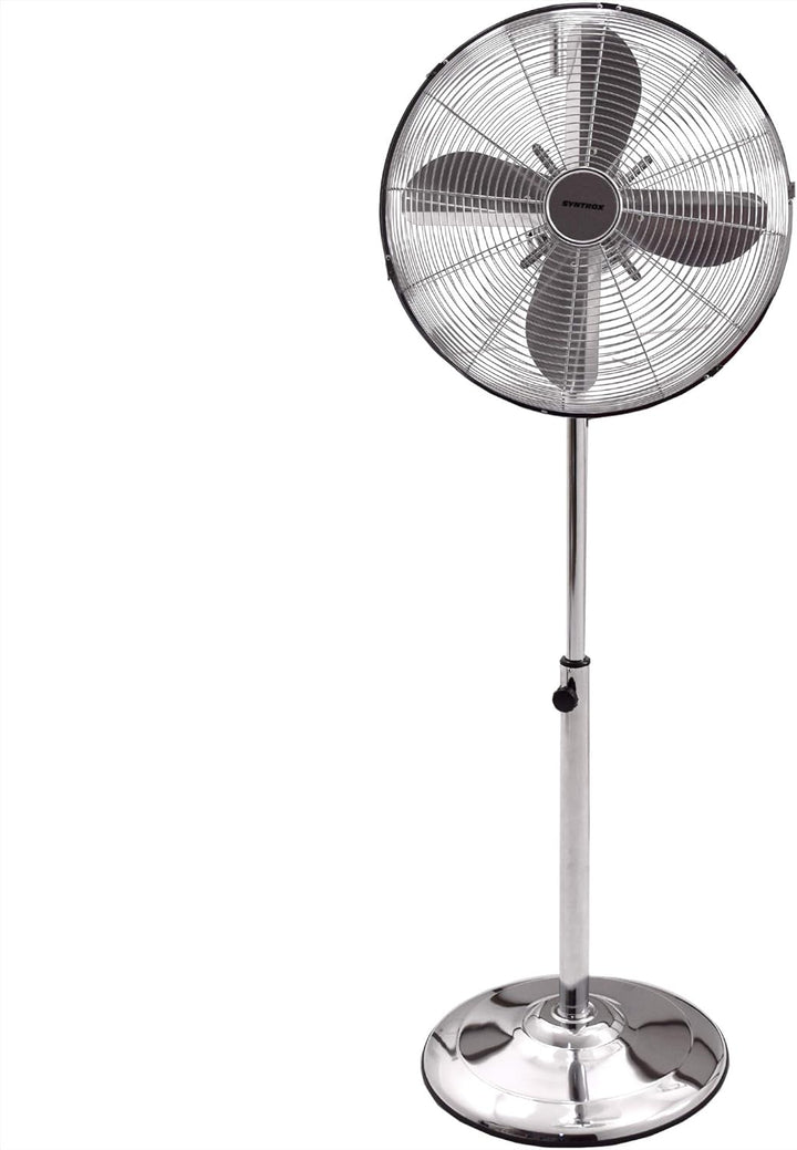 Syntrox Germany SVT-50W Chrome Retro Ventilator mit Oszillation Axialventilator Standventilator Wind
