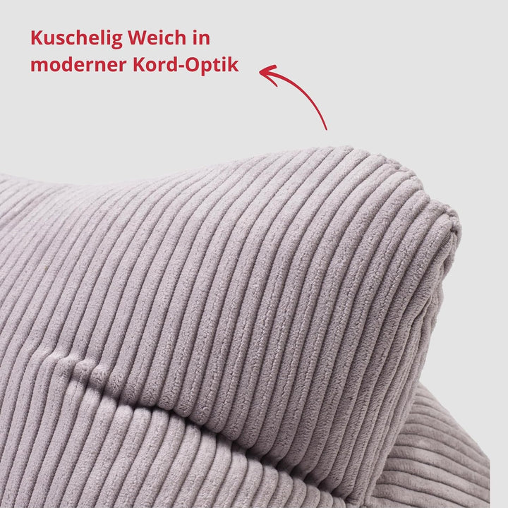 liebling Cord Lesekissen für Bett und Sofa, Bücherkissen, Lesehilfe, 40x25 cm, Leseknochen, Serie Ve