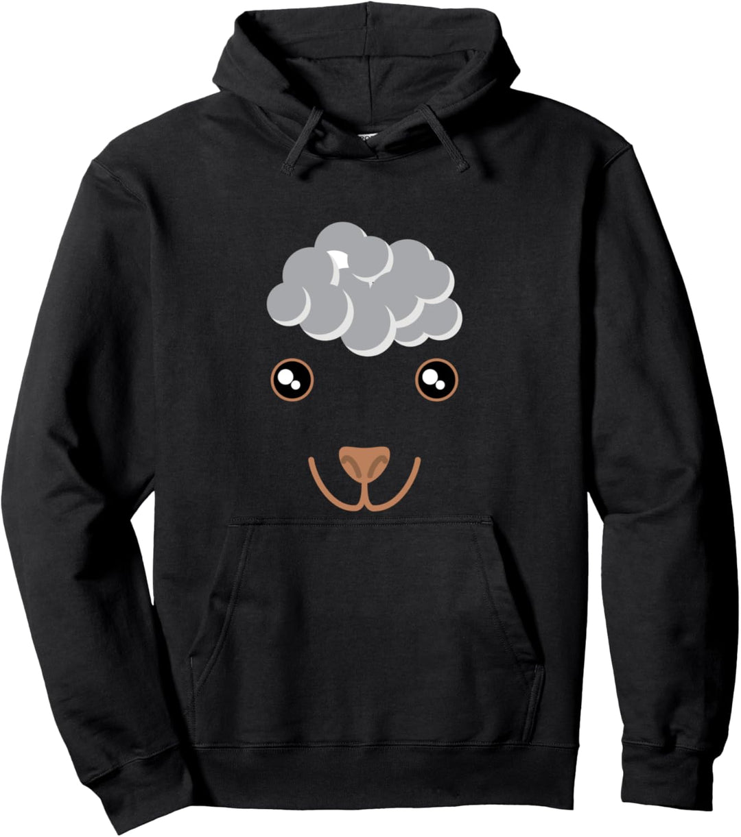 Schaf-Gesicht Kostüm Lustig Tiermotiv Karneval Halloween Pullover Hoodie