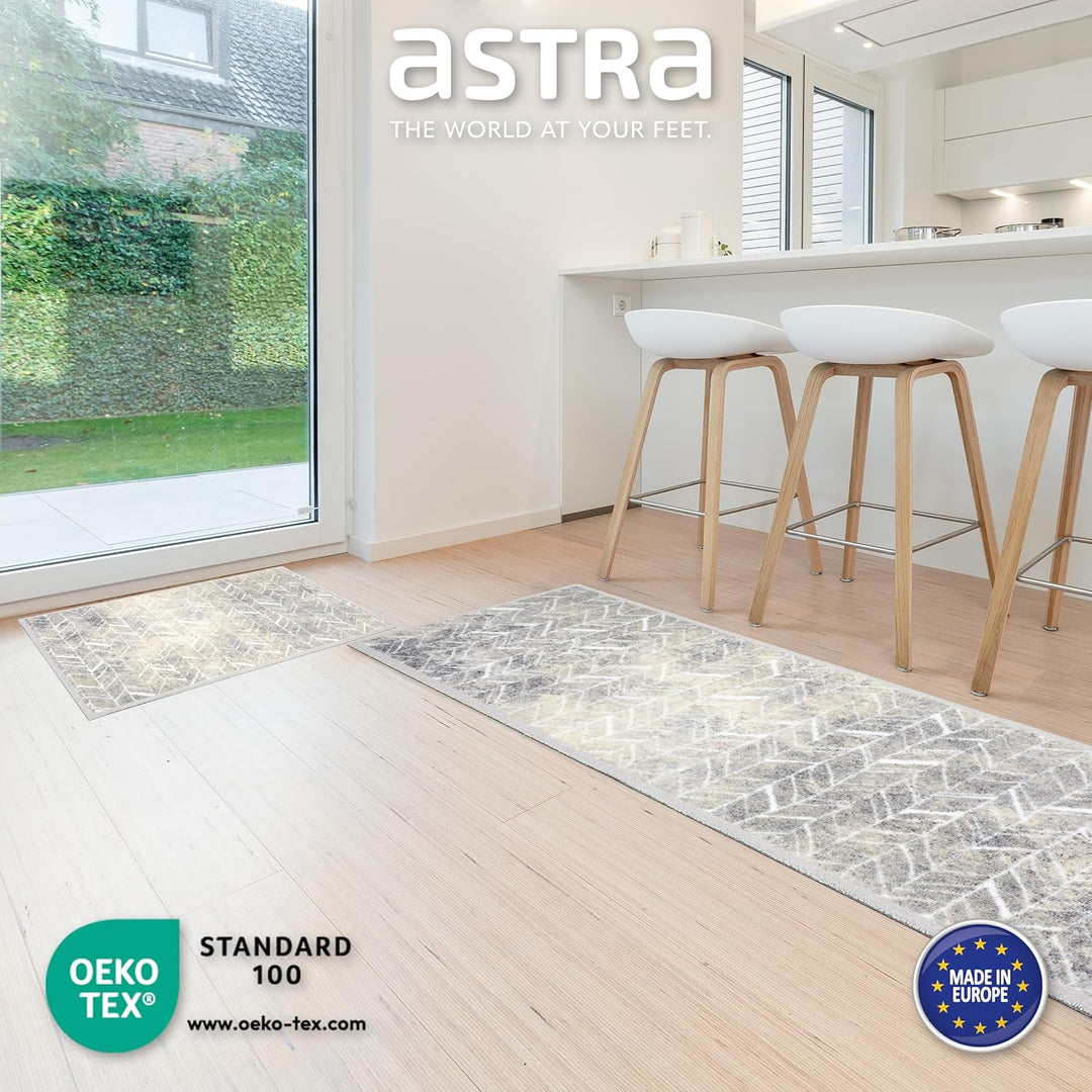 Astra rutschfeste Sauberlaufmatte innen - Fischgrät Linien 66 x 110 cm - Wohnraum Fussmatte Design -
