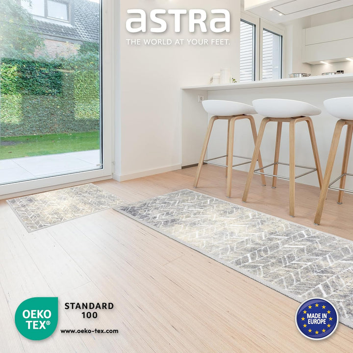 Astra rutschfeste Sauberlaufmatte innen - Fischgrät Linien 66 x 110 cm - Wohnraum Fussmatte Design -