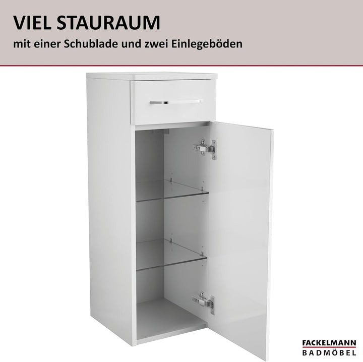 FACKELMANN Milano Midischrank mit Tür und Schublade – Schrank für Badezimmer (30,5 cm x 83 cm x 32 c