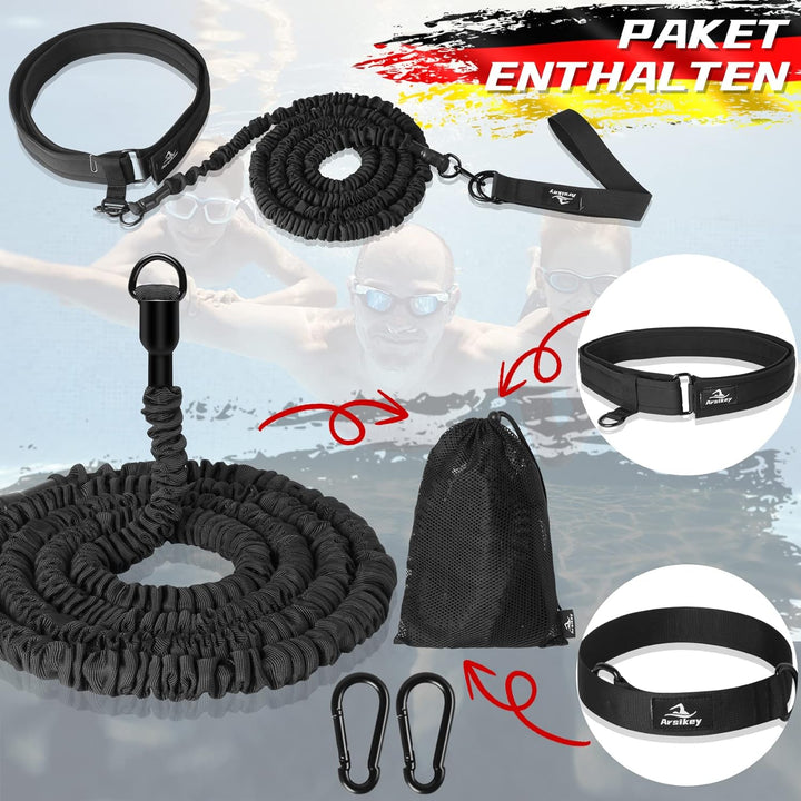 Schwimmgurt für Pool 2.5-7.5M Schwimmtrainer | mit Gurtband und Verstellbarem Gürtel | Erhöht Kraft