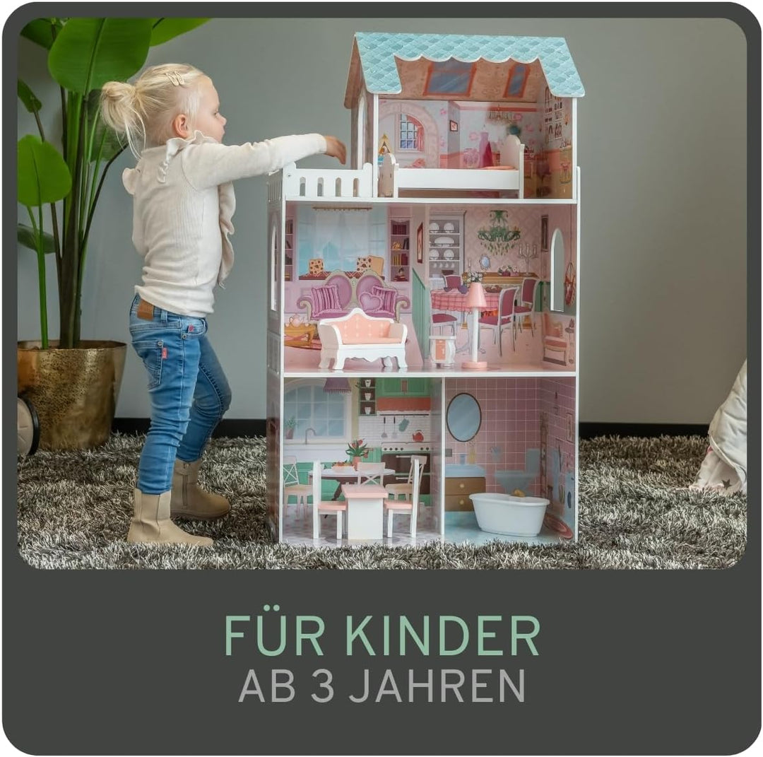 Bandits & Angels Puppenhaus aus Holz, rosa/Blaue Angels City House ab 3 Jahren, 106 cm hoch – inklus