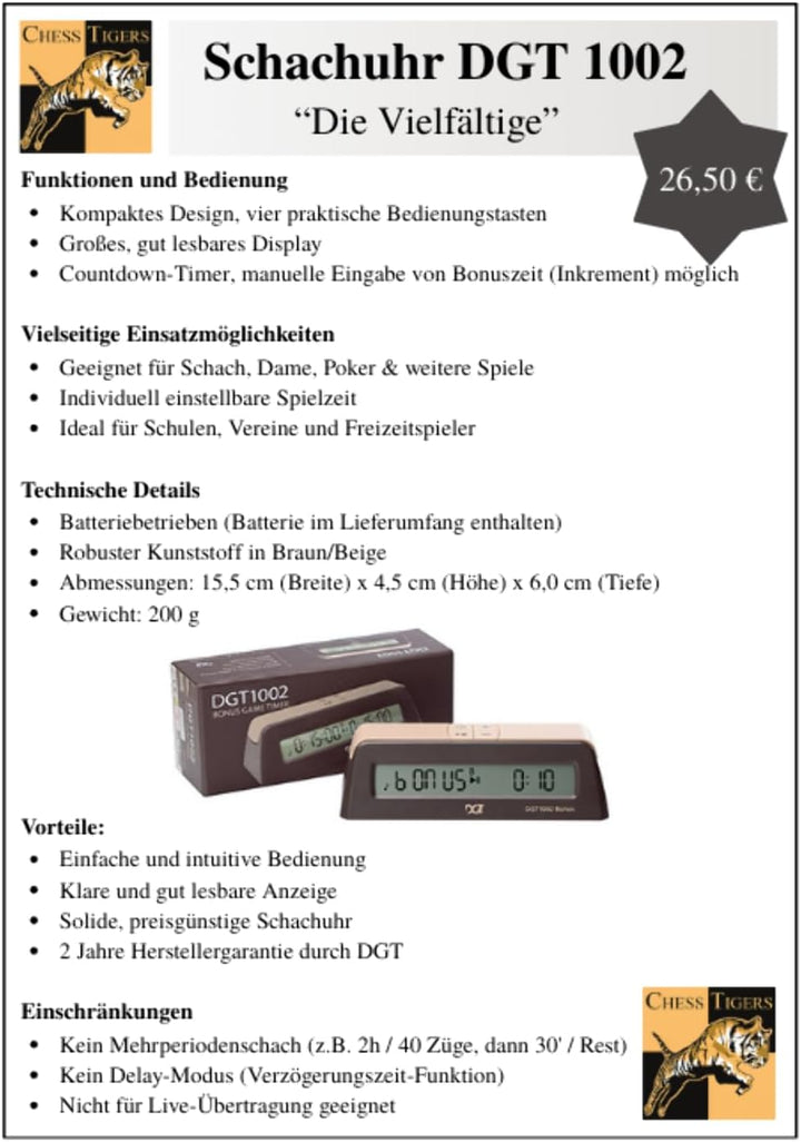 Schachuhr DGT 1002 Bonus Game Timer
