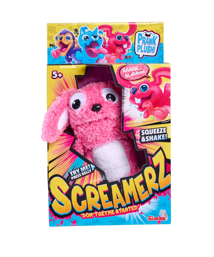 Simba 105953332 ScreamerZ Hase „Rambling Rabbit“ mit Sound - witziges Kuscheltier mit Schrei-Geräusc