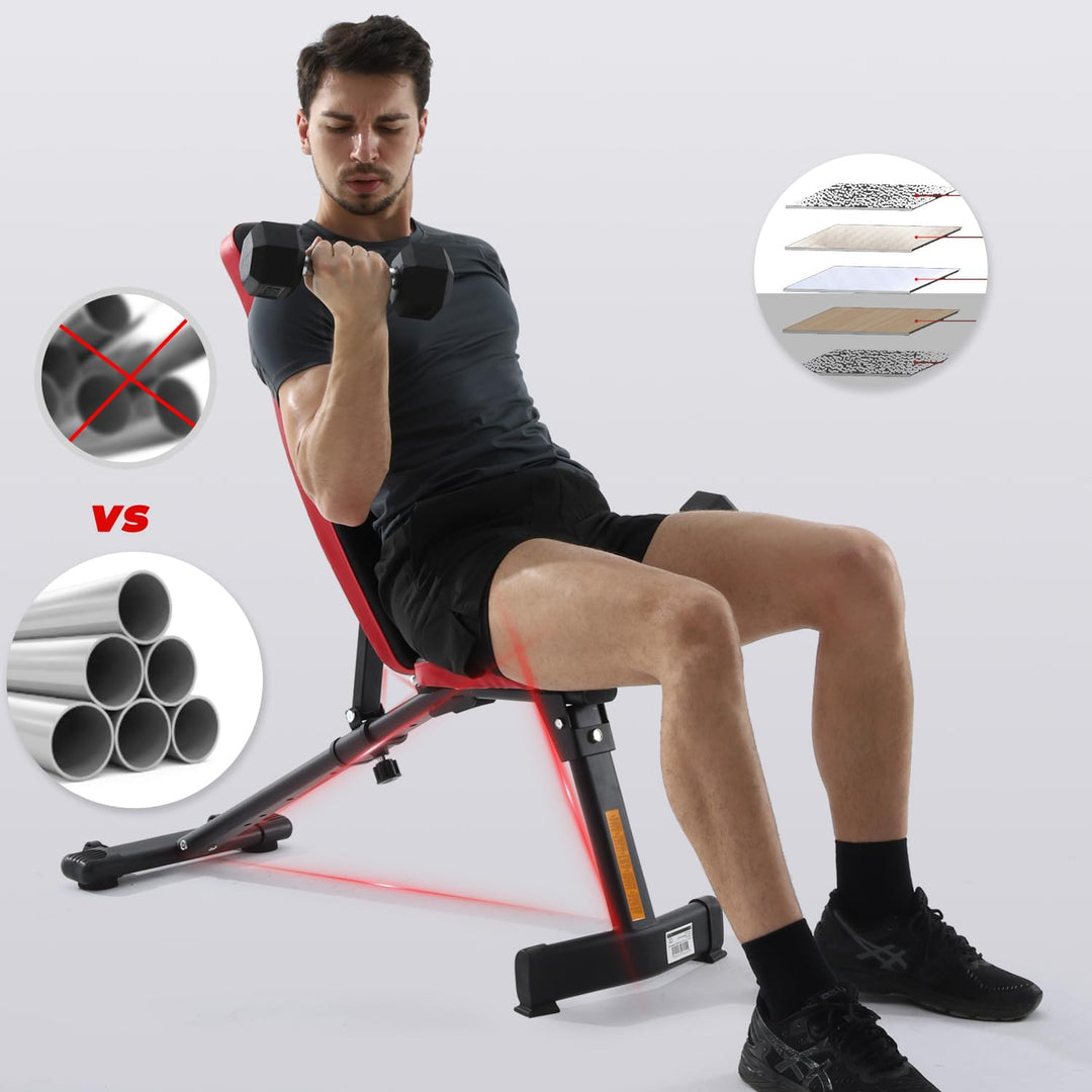ISE Hantelbank Multifunktion Tranings Fitness Bank klappbar übungsbank verstellbar für Bauch und Bei