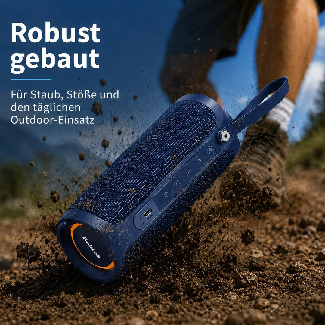 Bobtot Tragbarer Bluetooth-Lautsprecher, IPX6 wasserdicht, mit kräftigem Bass, 15 W lautem Sound, RG