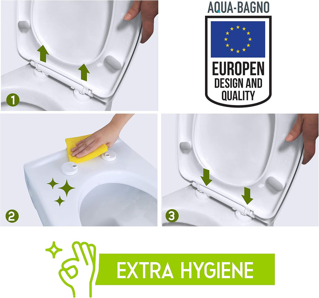 Aqua Bagno WC Sitz mit Absenkautomatik - O Form - Toilettensitz abnehmbar-Universal - weiss - Toilet