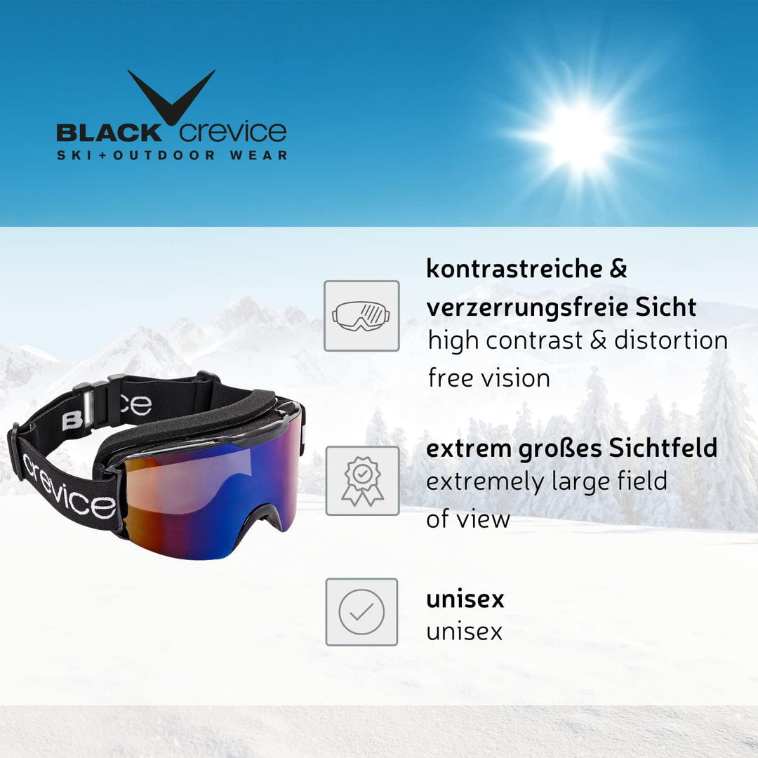 Black Crevice Skibrille im Frameless Design I Ski-Brille in verschiedenen Farben I Snowboard-Brille