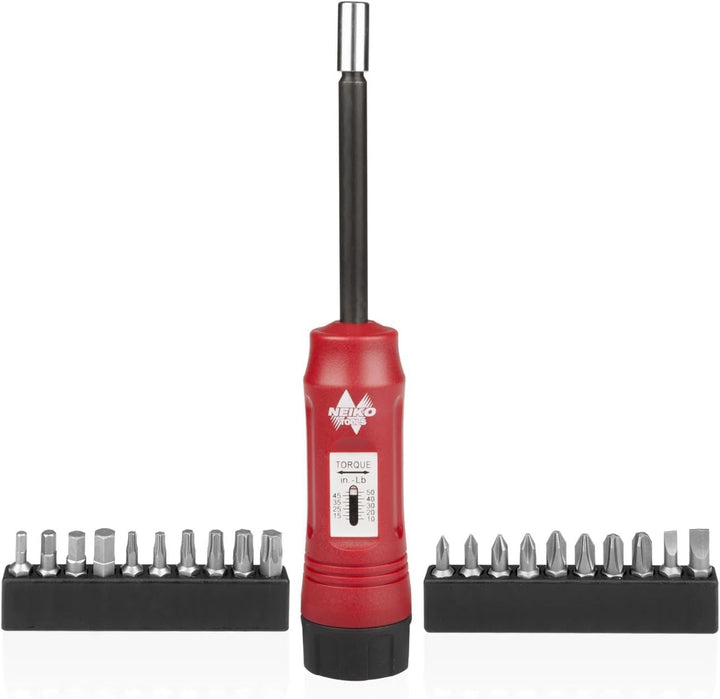 NEIKO 10573B Drehmomentschraubendreher-Set, 6,35 mm (1/4 Zoll), 20 Sechskant-Bits, 25,4 cm bis 127,7