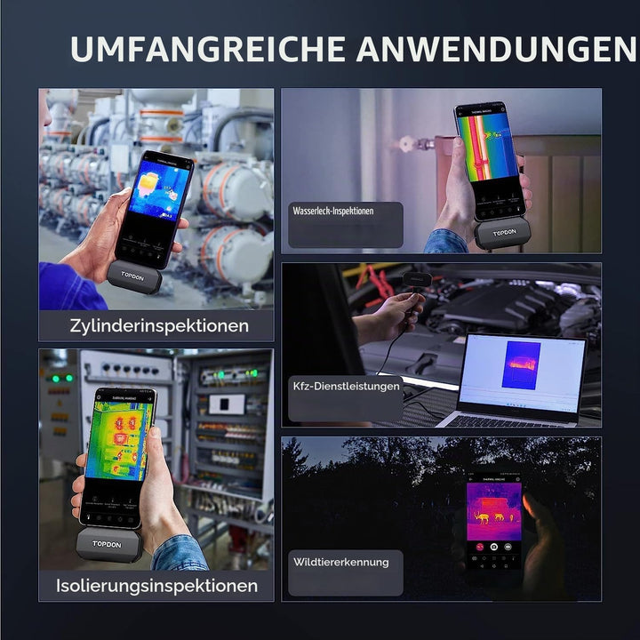 TOPDON Wärmebildkamera für Android TC001[Nur Android/Grau], 256 x 192 thermische Auflösung, Super IR