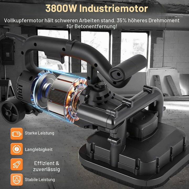 YUCHENGTECH 4-Kopf Betonschleifer 3800W 100 * 4 mm Schleifscheibe für Beton | mit Wasserpumpe Verlän