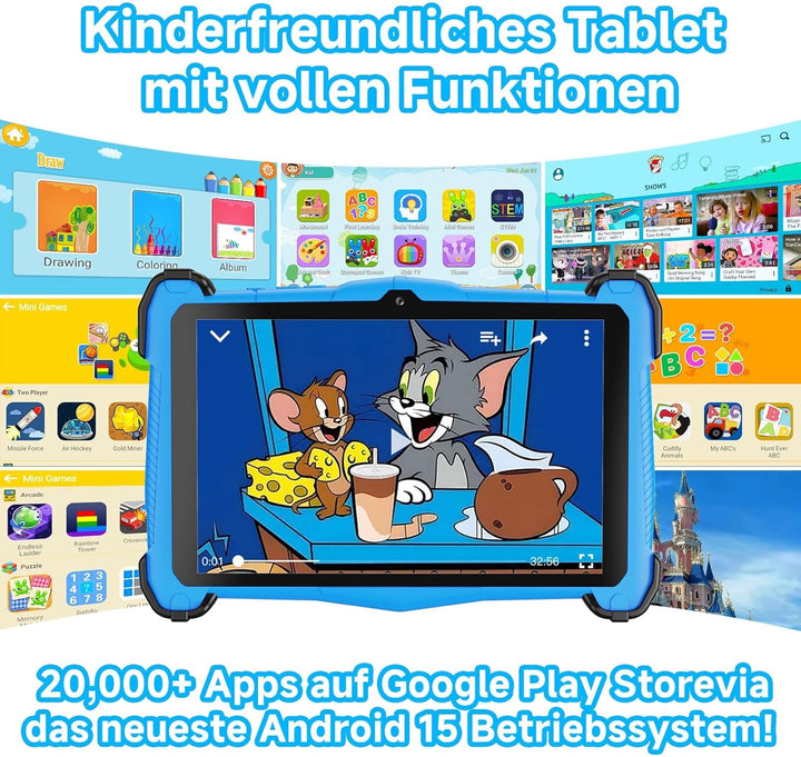 EagleSoar Kinder Tablet 7 Zoll Android 15, Tablet Kinder mit 10GB RAM+64GB ROM+TF 1TB, Kindersicheru