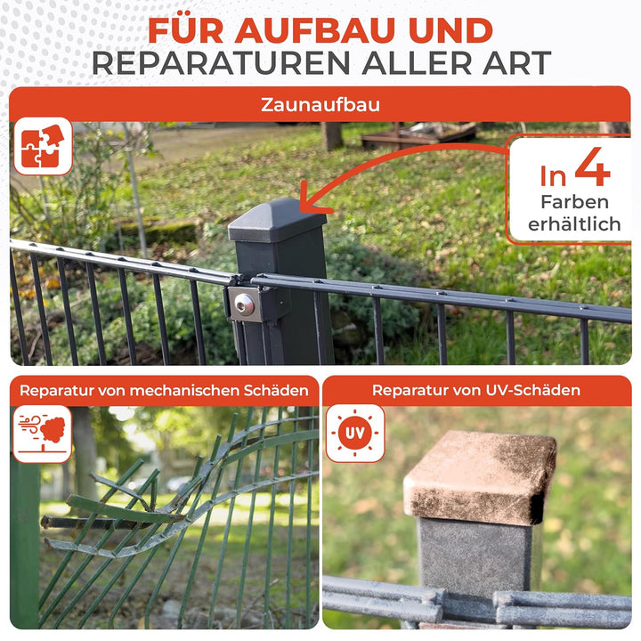 10x Zaunkappen Kunststoff 40x60mm mit Runddach | Pfostenkappen für Doppelstabmattenzaun | Abdeckkapp