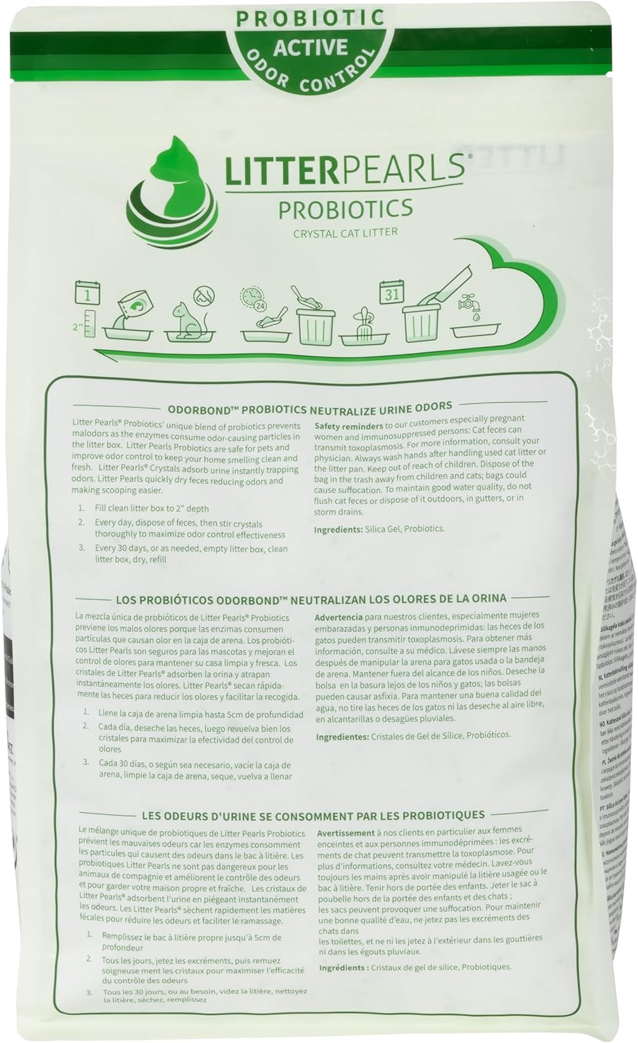 Litter Pearls Probtiotics Katzenstreu, geruchlos, Nicht klumpend, Kristall-Katzenstreu mit geruchshe