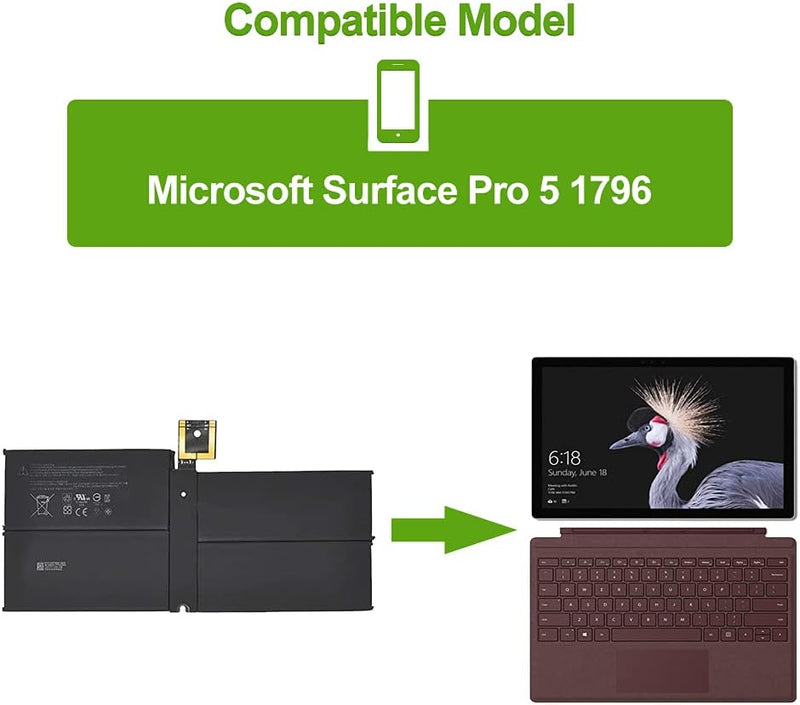 SwarKing Ersatz Akku Kompatibel mit Microsoft Surface Pro 5 1796 Book Series Tablet DYNM02 2(1ICP4/5