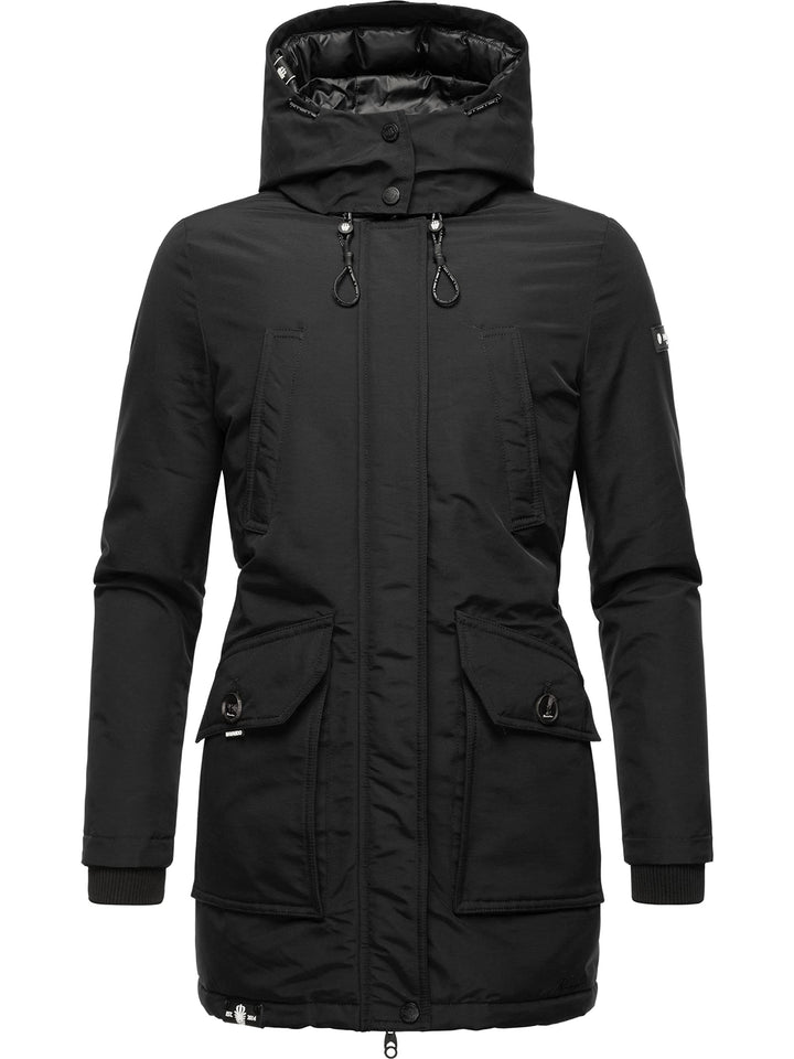 Navahoo Damen Warmer Winter Kurzmantel Blizzardstorm XS-3XL S Schwarz, S Schwarz