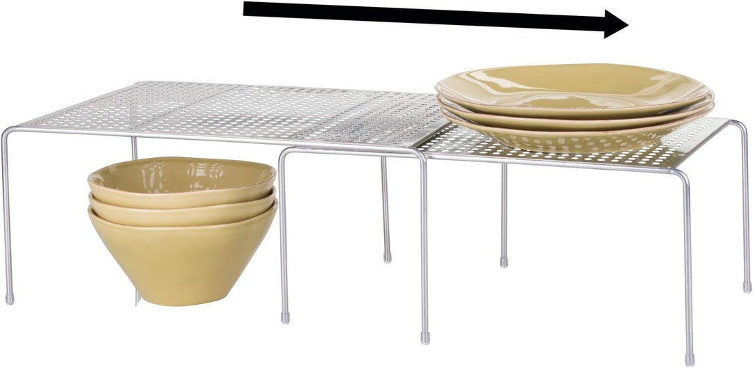 mDesign 2er-Set Küchenregal – praktische Geschirrablage für mehr Abstellfläche – 2 ausziehbare Teles