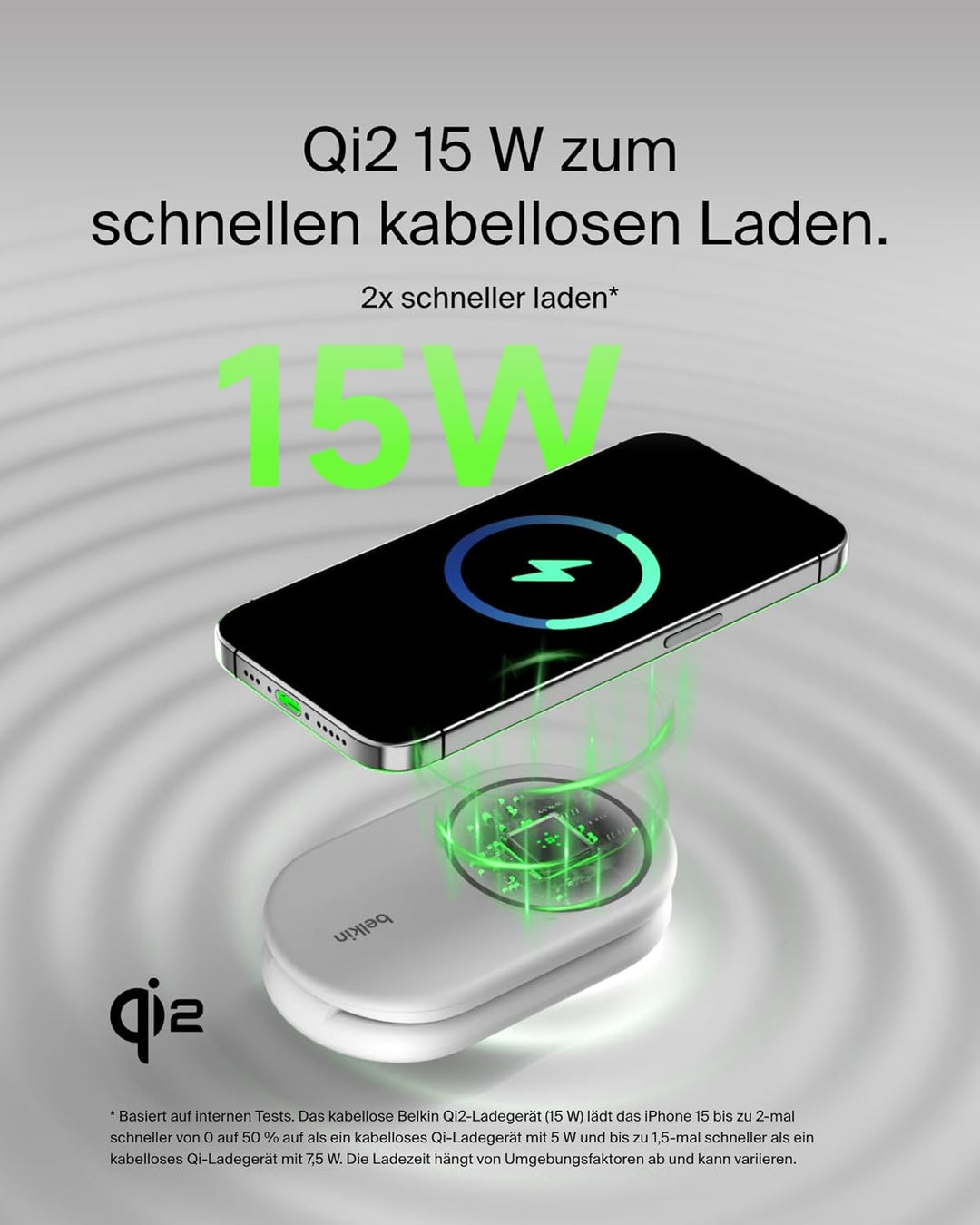 Belkin BoostCharge 2-in-1 magnetisches einklappbares Ladegerät Qi2, MagSafe-kompatibles 15 W, Schnel