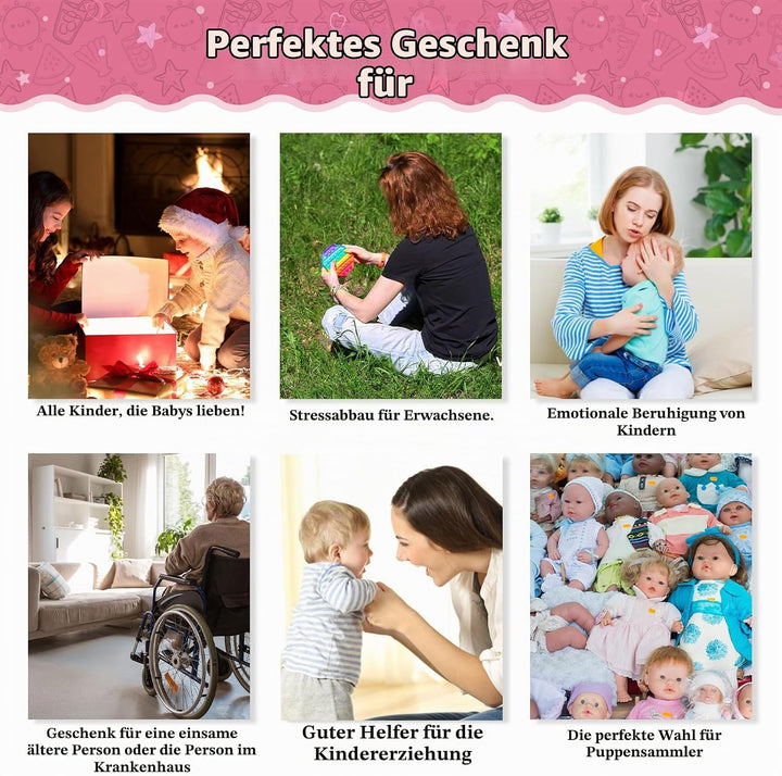 Vollence 31cm Reborn Baby Puppe Silikon, Schlafende Silikonpuppe, Realistische Babypuppe, 31cm Mädch