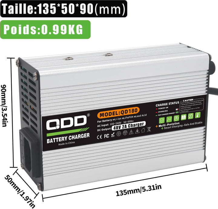 48 V 2 A Blei-Säure-Batterieladegerät 55,2 V Blei-Säure-Ladegerät für 48 V Blei-Säure-AGM-Gel-VRLA-O