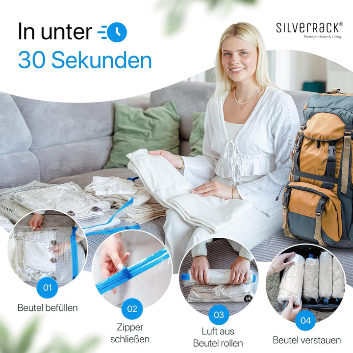 SilverRack Vakuumbeutel Reise zum Rollen [12 Stück] in 3 Grössen (4x 35x50 cm / 4x 40x60 cm / 4x 50x