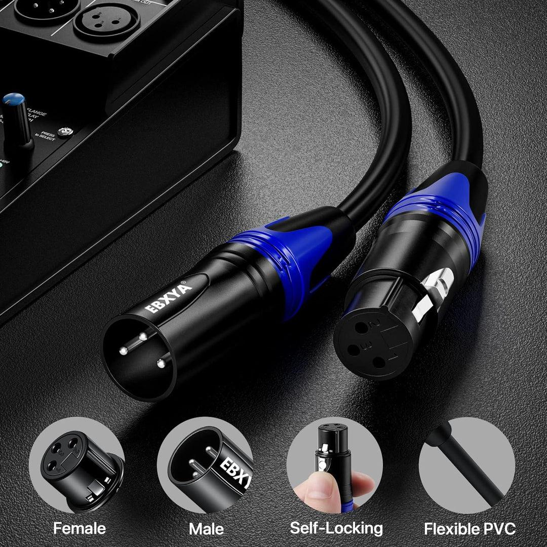 EBXYA XLR-Kabel XLR-auf-XLR-Mikrofonkabel 2M 10 Stück, 3-polig, symmetrisches XLR-Kabel, Stecker auf