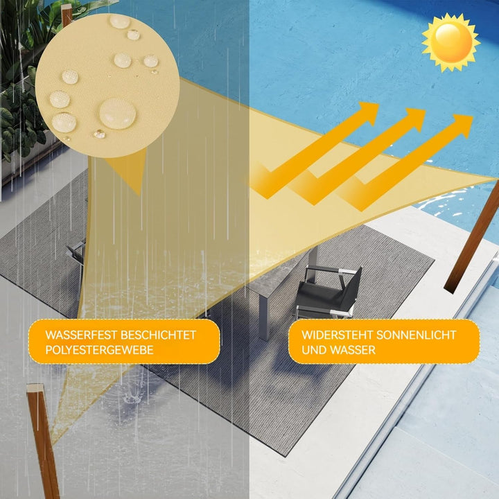 Shade&Beyond Sonnensegel Wasserdicht Rechteckig 3x3x3 m Wetterschutz Sonnenschutz Sunsegel PES-Polye