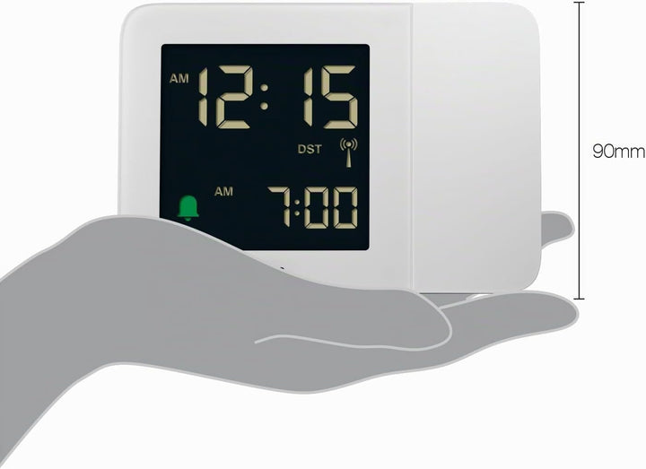 Braun Digitaler Funk-Projektionswecker für die mitteleuropäische Zeitzone (DCF) mit negativem LCD-Di