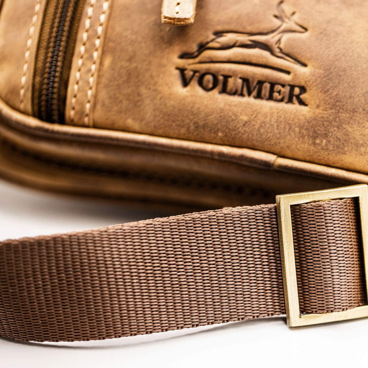 Fa.Volmer ® Gürteltasche in Echt-Leder für Damen und Herren | braun | Verstellbarer Gurt bis 130 cm
