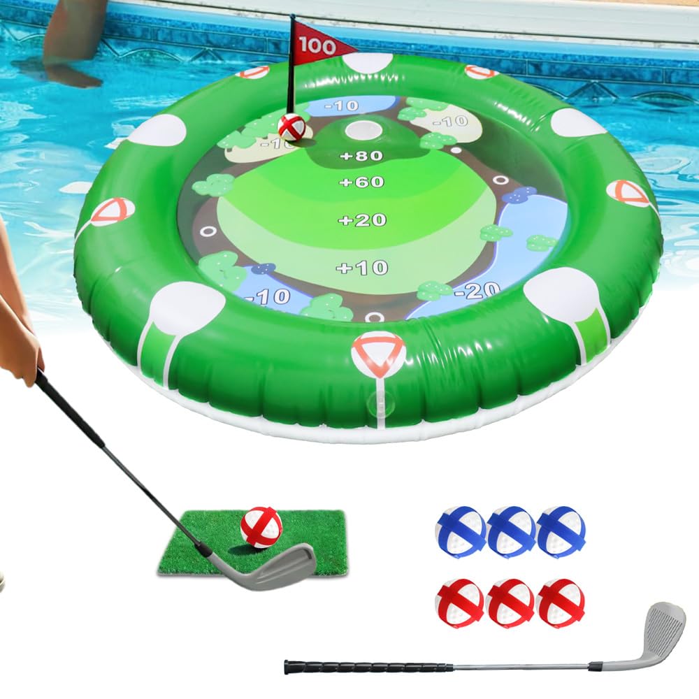 Aufblasbare Pool Spielzeug, Aufblasbares Golf Poolspielzeug, Golf Training Set mit 1 Golfschläger un