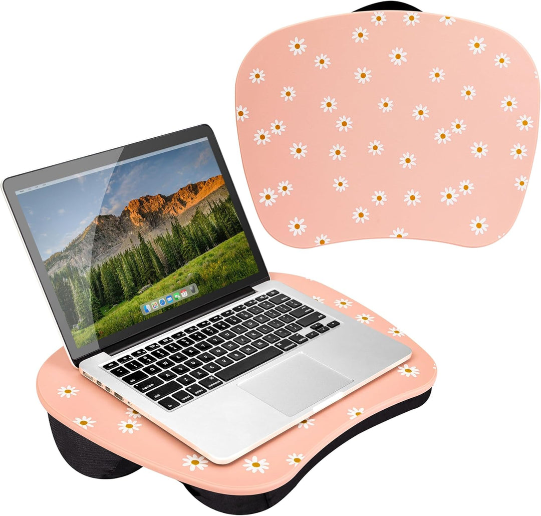 LAPGEAR MyStyle 45336 Tragbarer Schossschreibtisch mit Kissen, Gänseblümchen, für Laptops bis zu 39,