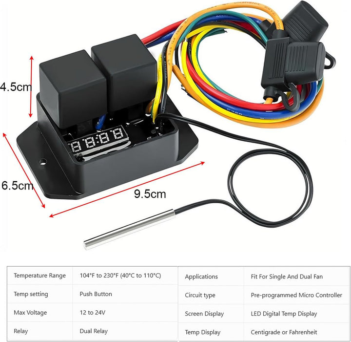 Gebildet Digitaler Elektrischer Radiator Doppellüfter Controller Schalter Set, 12V/24V Universal Dig