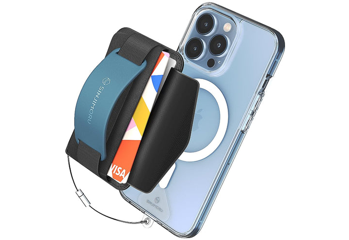 Sinjimoru Rutschfester Magnetischer Handy Kartenhalter mit Fingergriff, Kreditkartenetui kompatibel