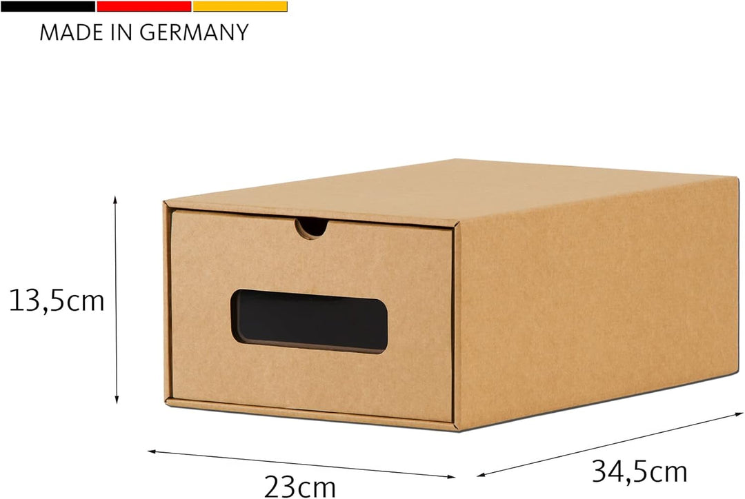 BigDean 20er Boxen-Set mit Sichtfenster & Schublade - Pappkarton aus Kraftpapier - Schuhbox Spielzeu