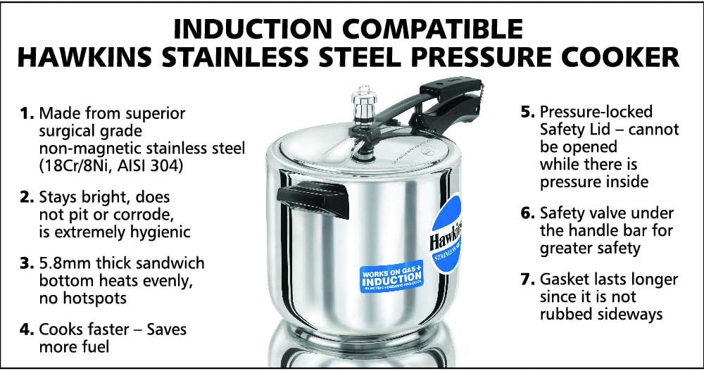 HAWKINS B65 Schnellkochtopf, Edelstahl, Silver 6 L, 6 L