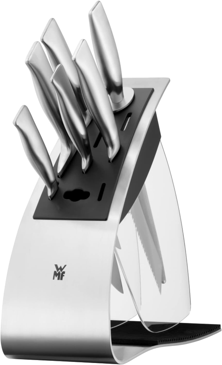 WMF Messerblock ohne Messer aus Edelstahl matt, Kunststoff, unbestück leer für 8 Messer, 1 Fleischga