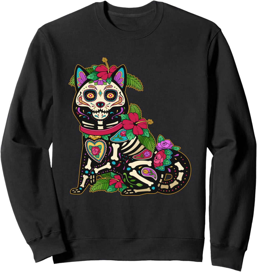 Shiba Inu Hund Zuckerschädel Calavera Mexiko Tag der Toten Sweatshirt