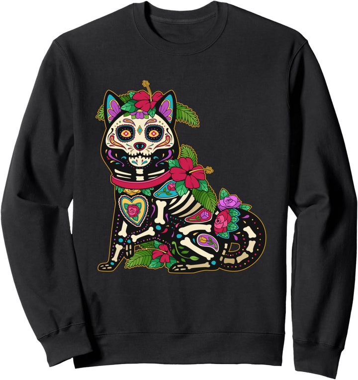 Shiba Inu Hund Zuckerschädel Calavera Mexiko Tag der Toten Sweatshirt