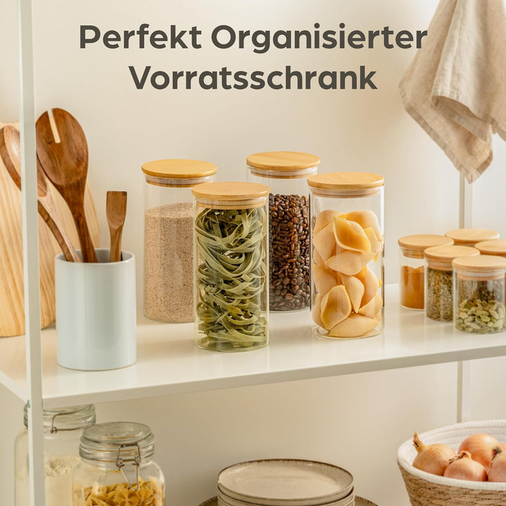 Praknu Vorratsgläser mit Deckel 4er Set - Luftdicht - 1,2 L - Spülmaschinenfest - 8