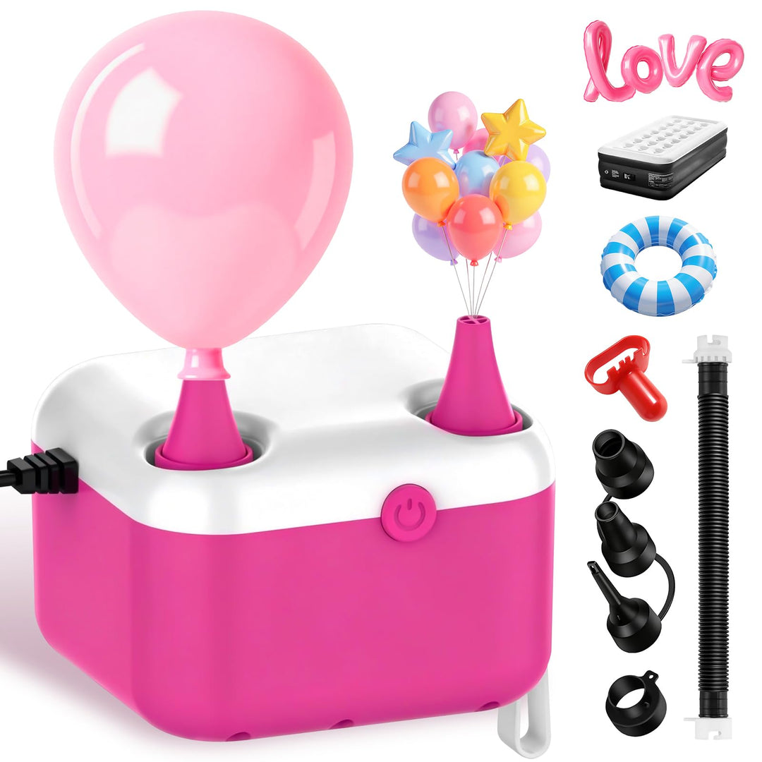 Luftballonpumpe Elektrische, 3-in-1 Elektrische Luftpumpe CEE 7/16 Stecker, Ballonpumpe mit 2 Luftdü