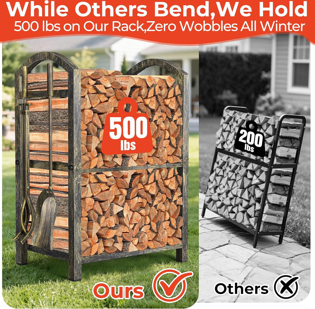 Amagabeli Kamin Kaminholz Holzregal mit Werkzeugsets Indoor Holzhalter Kamin Outdoor Holzhalter Rack