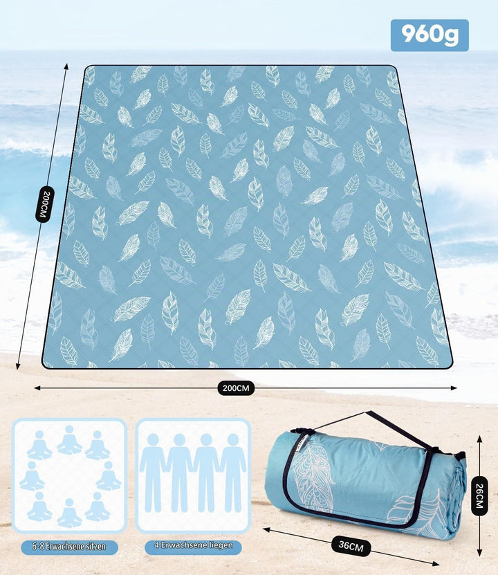 Picknickdecke wasserdicht waschbar, Stranddecke Sandfrei XXL Campingdecke Strandmatte isoliert mit w